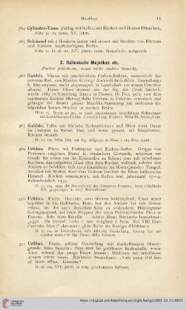 2. Italienische Majoliken etc (Nr. 366 - 468)