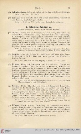 2. Italienische Majoliken etc (Nr. 366 - 468)