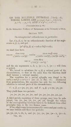 On the multiple integral ..., whose limits are ... .