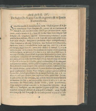 Membr. IV. De Subiecto Status Christi in genere & in specie Exinanitionis.