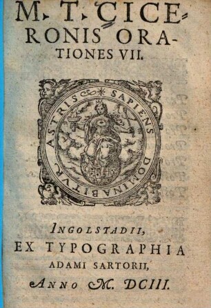 M. T. Ciceronis Orationes VII.