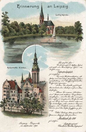 Erinnerung an Leipzig: Lutherkirche ; Reformirte Kirche