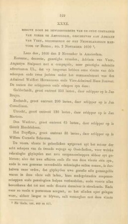 XXXI. Missive door de Bewindhebbers van de oude compagnie van verde te Amsterdam, ....
