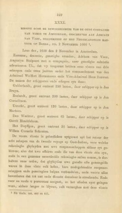 XXXI. Missive door de Bewindhebbers van de oude compagnie van verde te Amsterdam, ....