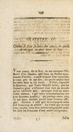 Chapitre IV. Comme il faut se faire des amis, et quels avantages on peut tirer de leur commerce.