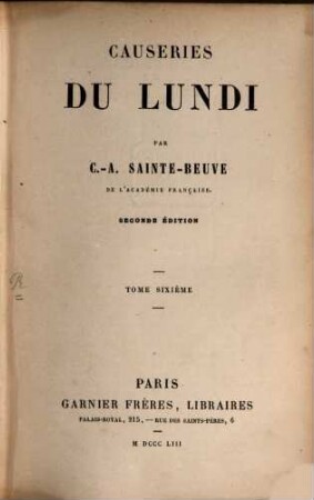 Causeries du lundi, 6