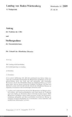Antrag der CDU: Zukunft des öffentlichen Dienstes