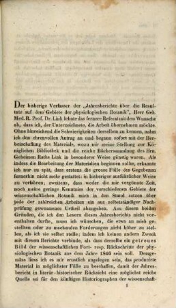 Jahresbericht über die Leistungen im Gebiete der physiologischen Botanik : während des Jahres ... 1846 (1849)