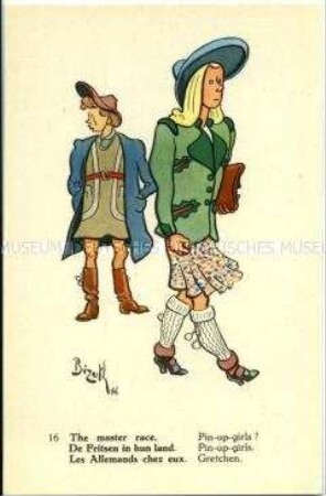Humoristische belgische Postkarte zu den Deutschen