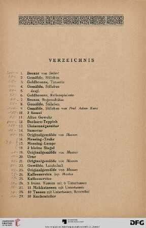Verzeichnis (Nr. 1-657)