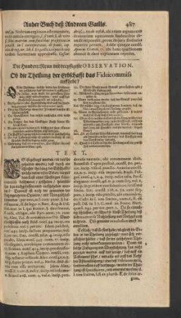 Die Hundert: Neun und dreyssigiste Observation.