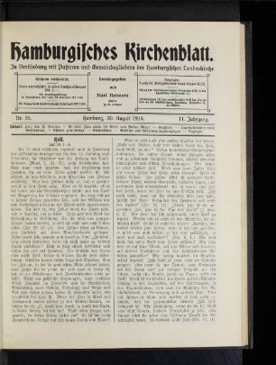 Nr. 35. Hamburg, 30. August 1914. 11. Jahrgang.