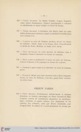 Objets Variés (Nr. 243 - 301)