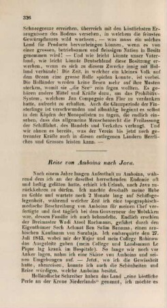 Reise von Amboina nach Java