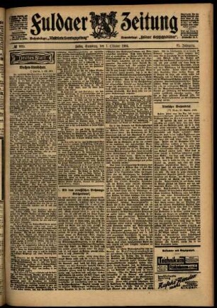 Dritte Ausgabe vom Samstag, den 01. Oktober 1904.