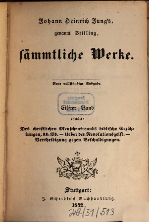 Johann Heinrich Jung's, genannt Stilling, sämmtliche Werke. 11