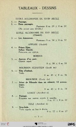 Tabelaux - Dessins (Nr. 1-69)