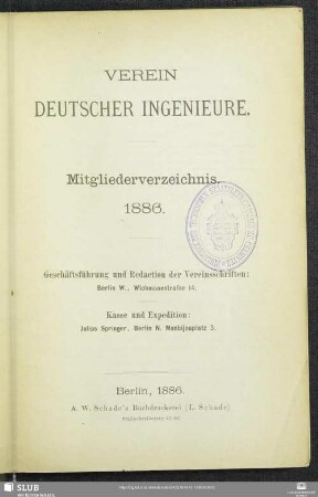1886: Mitgliederverzeichnis
