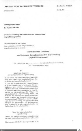 Gesetzentwurf der SPD zum Jugendbildugsgesetz