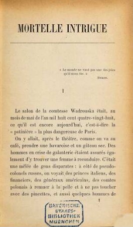 Mortelle intrigue : Roman parisien