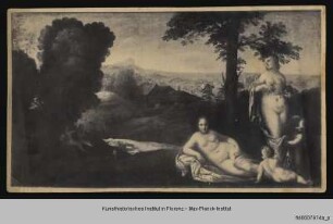 Venus und Flora mit Putten in Landschaft