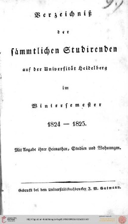 Wintersemester 1824/1825