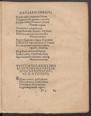 Votum Solenne Pro Electore Illustrissimo Saxoniae Duce D. Augusto.