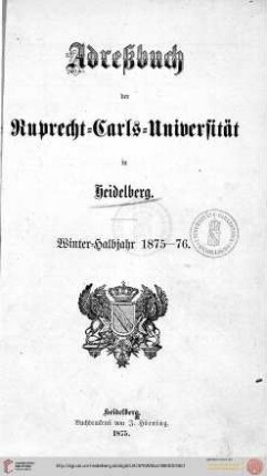 Wintersemester 1875/1876