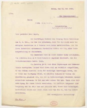 Brief an Fritz Meyer : 11.05.1926