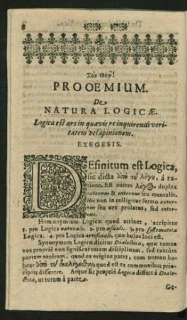 Prooemium. De Natura Logicae.
