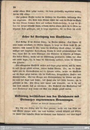 Lehre bei Versatzung von Sandsteinen