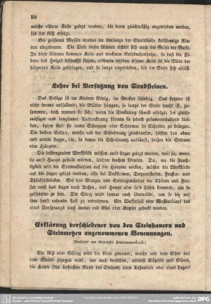 Lehre bei Versatzung von Sandsteinen