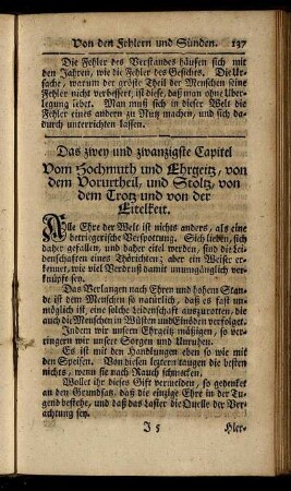 Das zwey und zwanzigste Capitel. Vom Hochmuth und Ehrgeiz, von dem Vorurtheil, und Stolz, von dem Trotz und von der Eitelkeit.
