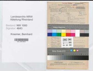 Entnazifizierung Bernhard Kraemer, geb. 08.03.1891 (Verw.Angest.)