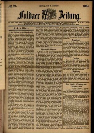 Ausgabe vom Freitag, den 01. Februar 1884.