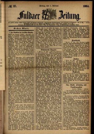 Ausgabe vom Freitag, den 01. Februar 1884.