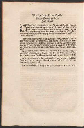Vorrhede auff die Epistel sanct Pauli zu den Colossern.