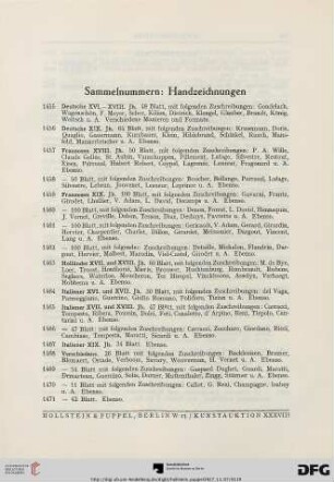 Sammelnummern: Handzeichnungen (Nr. 1455-1495)