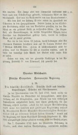 Vierter Abschnitt. Dänische Occuption. Hannoversche Regierung
