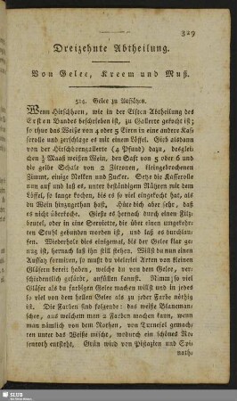 Dreizehnte Abtheilung. Von Gelee, Kreem und Muß