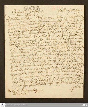 Brief von August Hermann Francke an Maria Dorothea Ziegenbalg.