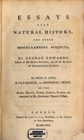 Essays upon natural history ...
