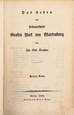 Das Leben des Feldmarschalls Grafen York von Wartenburg. 3