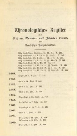 Chronologisches Register zum Achten, Neunten und Zehnten Bande