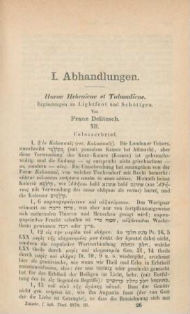 401-410 Horae Hebraicae et Talmudicae : XII. Colosserbrief