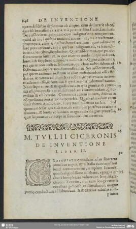 M. Tullii Ciceronis De Inventione Liber II.