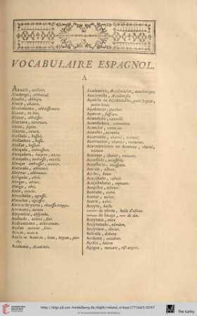 Vocabulaire espagnol