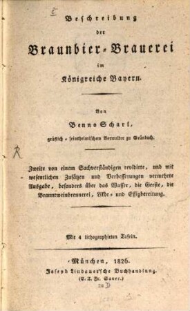 Beschreibung der Braunbier-Brauerei im Königreiche Bayern