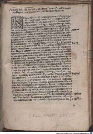 Urbium dicta ad Maximilianum Romanorum regem : 1491.03.16