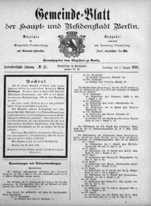 1891,31: No. 31, 2. August 1891